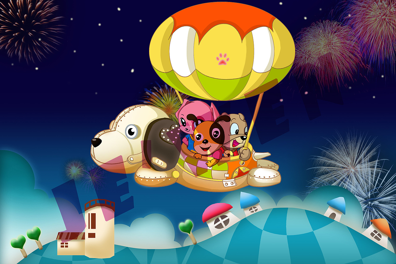 撒狗粮3（图ZNjY1NTc2NzI=） - 儿童插画 - 站酷设计师天边童姥原创素材 - 站酷ZCOOL