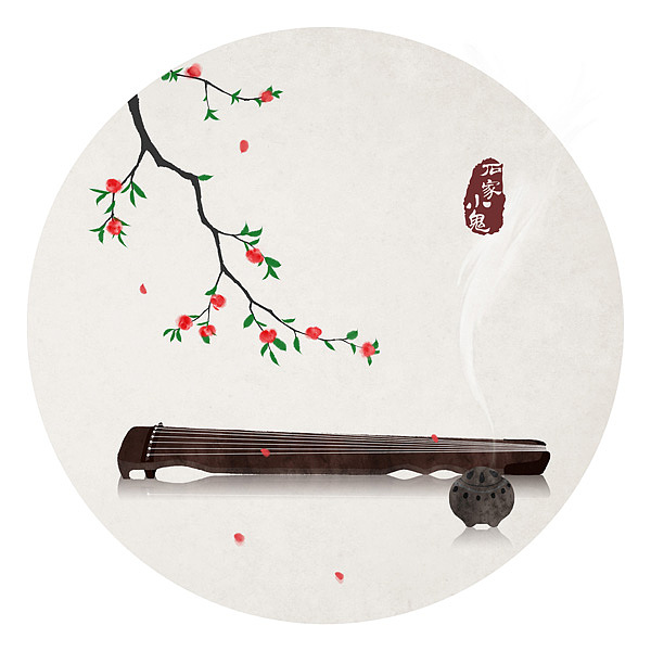 水墨中国风——竹间系列·幽幽古琴曲