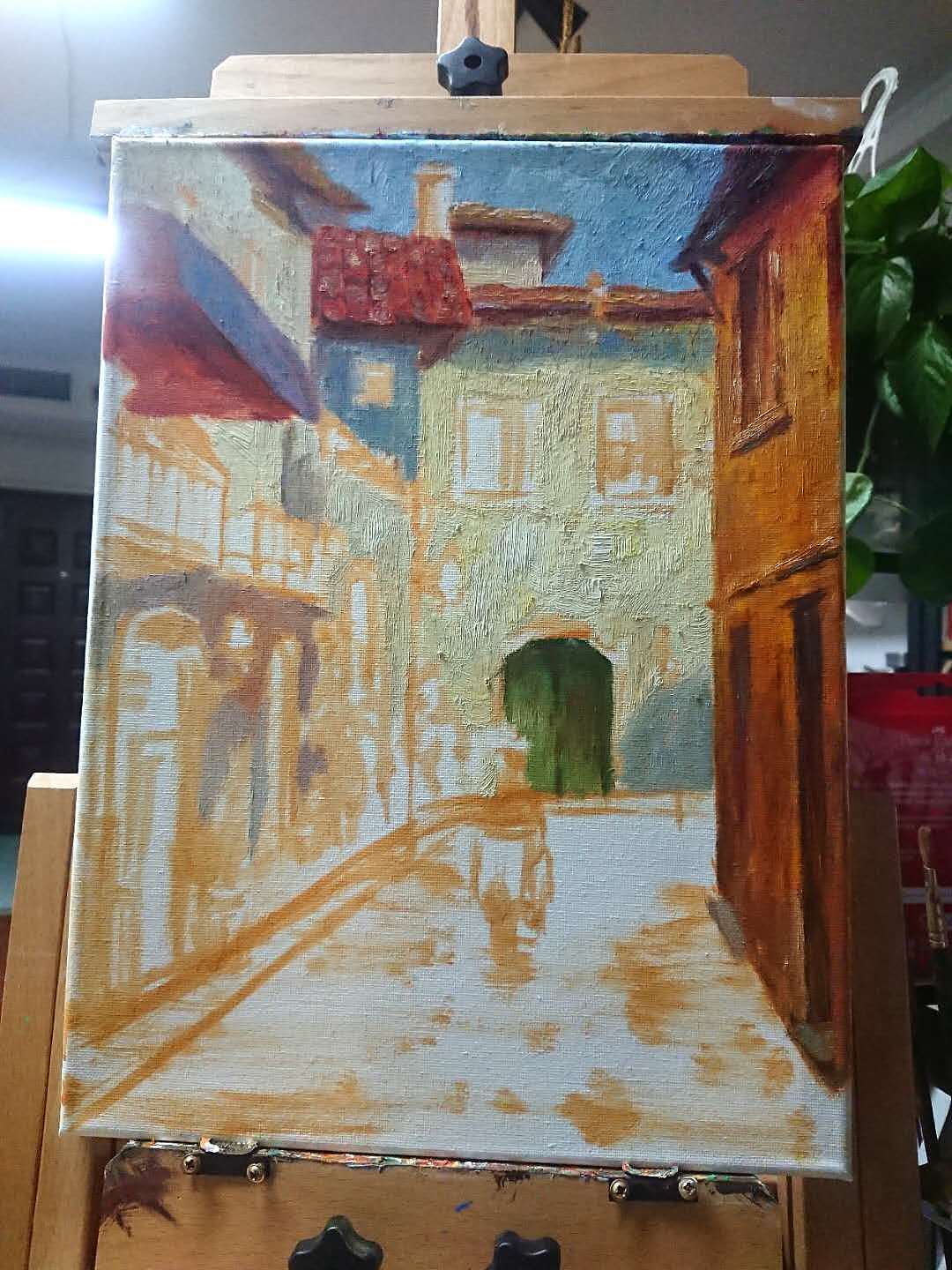 【约绘寻鹿】30x40cm布面油画《骑着我心爱的Vespa》（图ZMjAyOTg1NjA4） - 绘画 - 站酷设计师墙角笔触原创素材 - 站酷ZCOOL