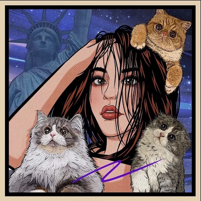 宠物插画复古头像