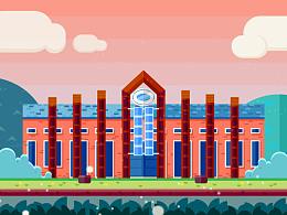 扁平風(fēng)格hust校史館