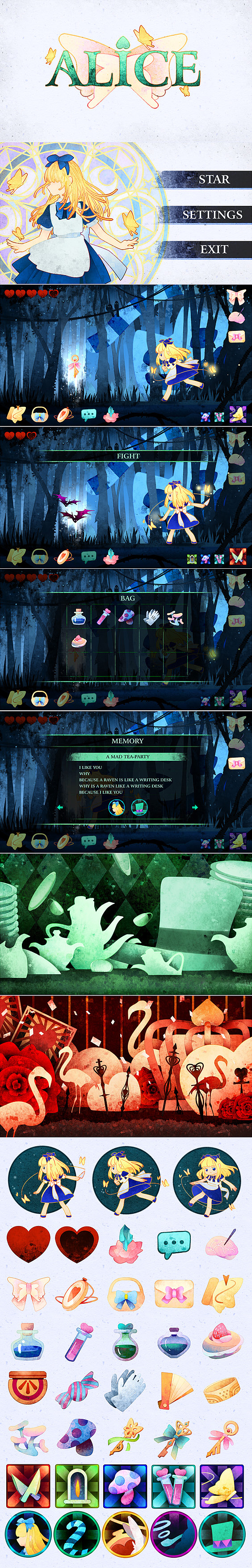 游戏风格稿 —— ALICE（图ZMTI1NjA3NjY4） - 游戏UI - 站酷设计师aongola原创素材 - 站酷ZCOOL