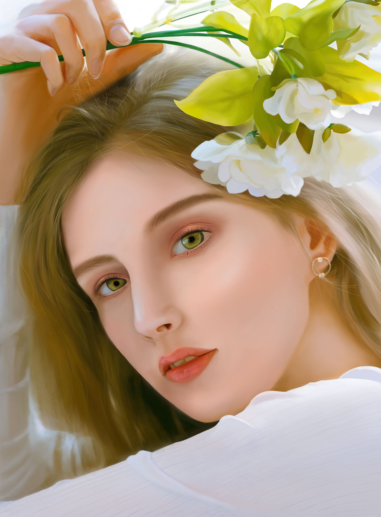 手绘板人像写实插画