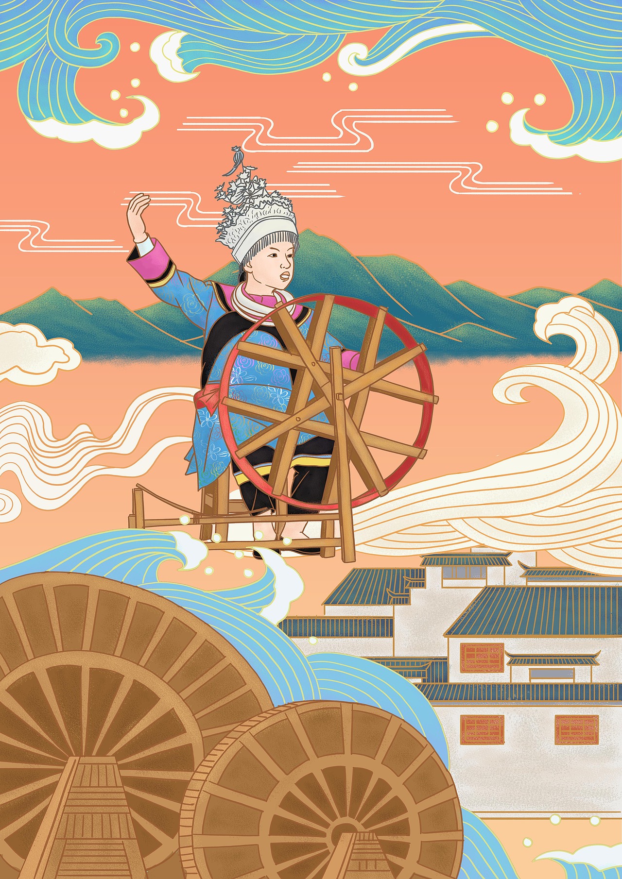 苗族习俗插画