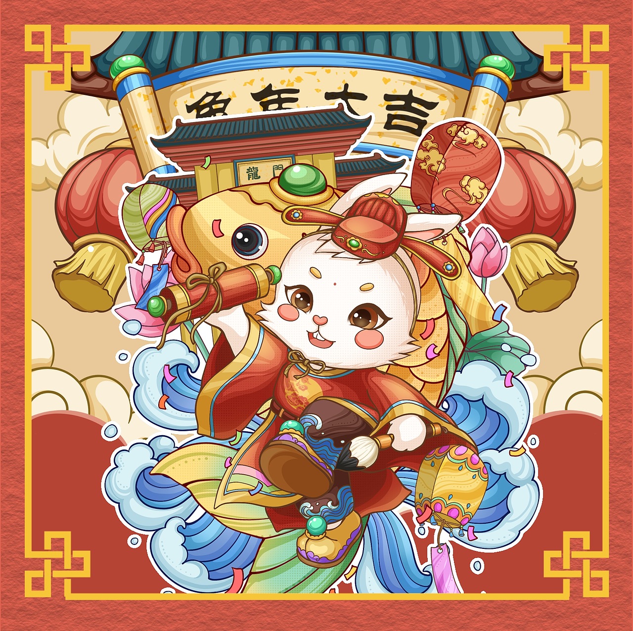 《福兔迎春辞旧岁》兔年生肖IP主题国风系列插画（图ZMzI0ODI0ODI4） - 商业插画 - 站酷设计师ChairlesChese原创素材 - 站酷ZCOOL