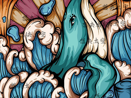 国潮插画（鲸喜不断）（个人主页-ZNjU0NDE5MTY=） - 商业插画 - 站酷设计师想去太空原创素材 - 站酷ZCOOL