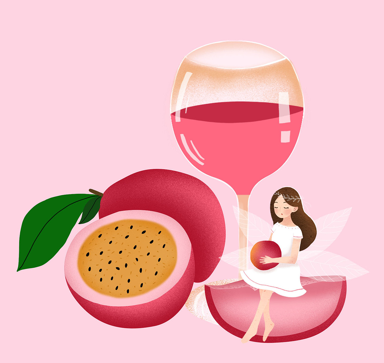 果酒包装插画设计