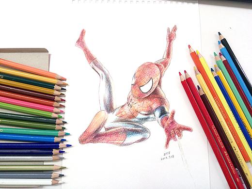 蜘蛛侠彩铅绘画