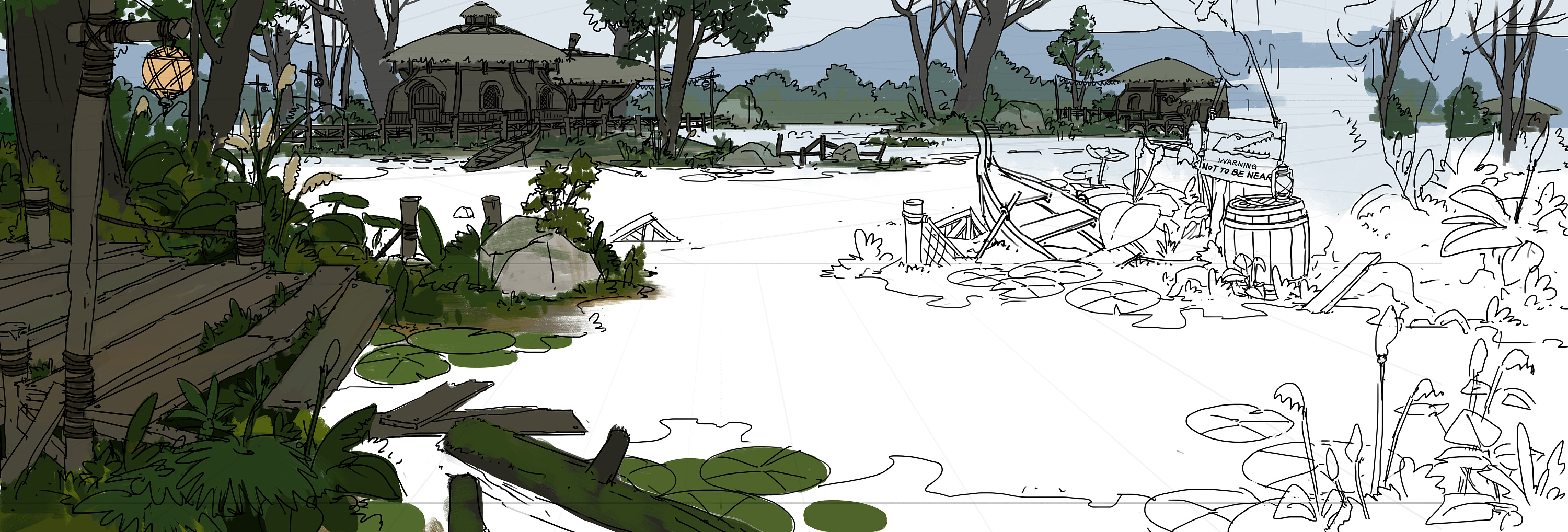 洛克猴(杜震)横版写实 《沼泽迷踪》|插画|游戏原画|艺数绘cg - 原创