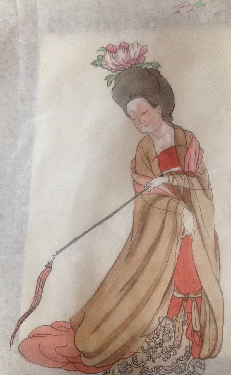 簪花仕女图临摹