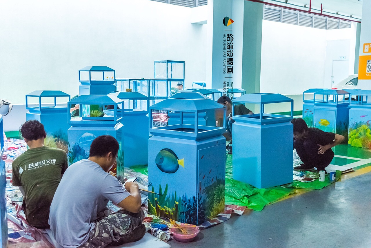 珠海垃圾桶彩绘,珠海果皮箱手绘