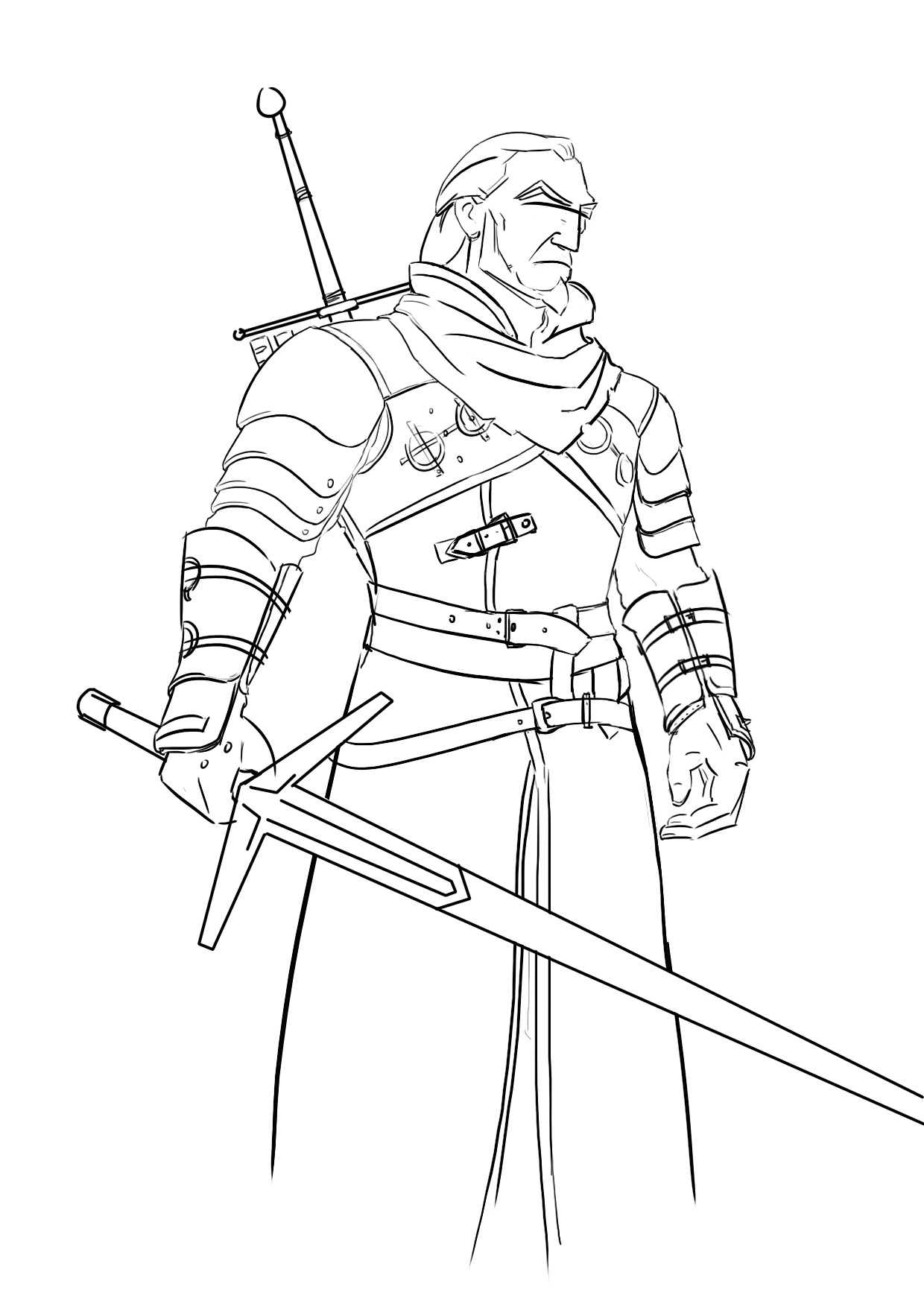 插画(巫师临摹)过程