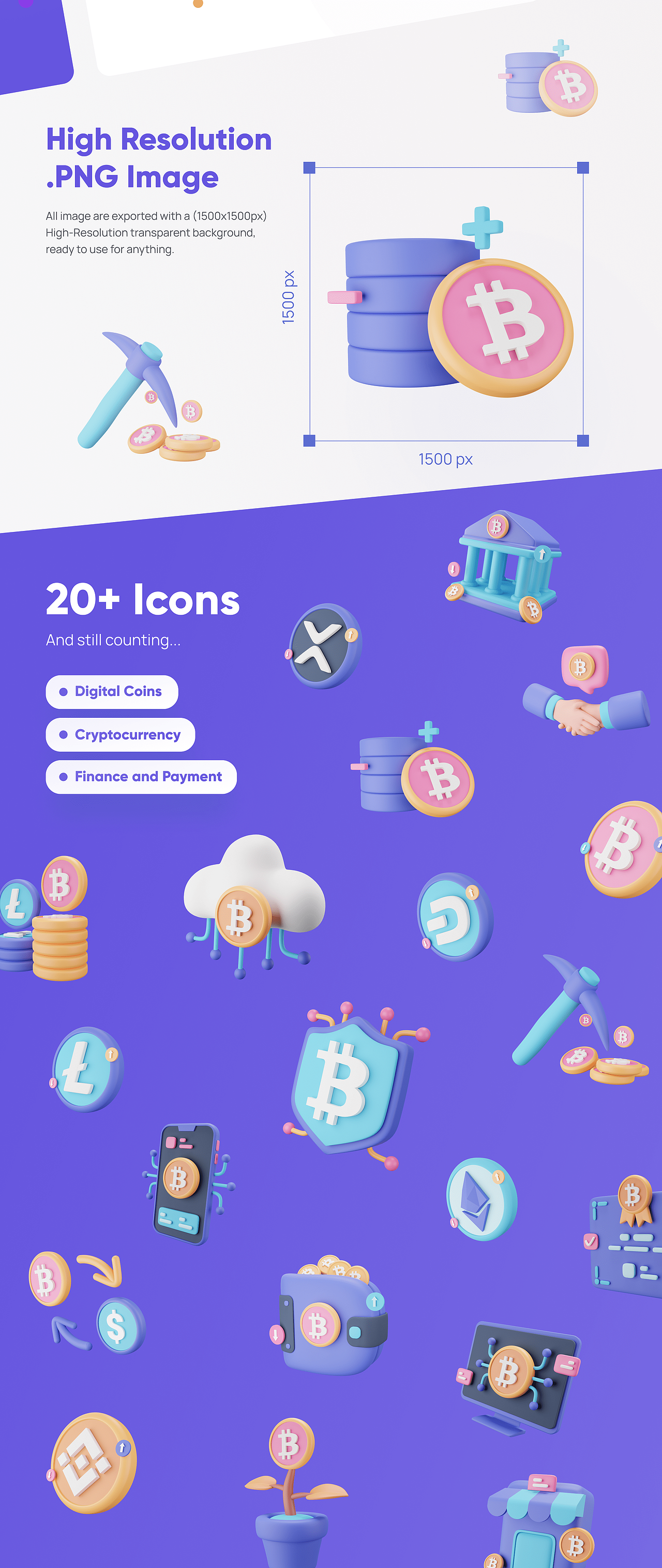 加密货币行业3D图标集分享