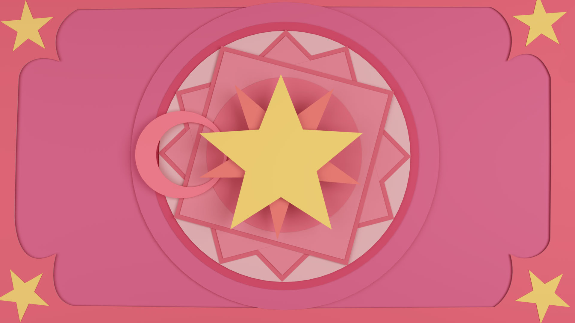 大道寺知世《百变小樱》库洛牌--同人插画c4d剪纸风格