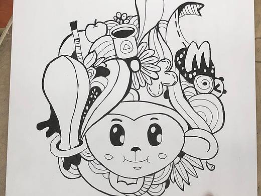 猴吼(针管笔画)