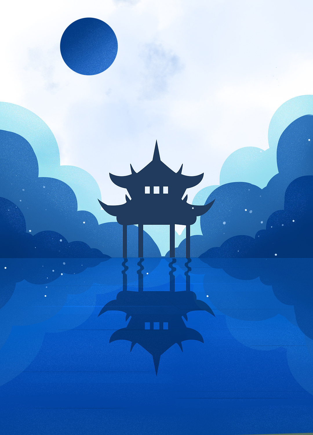 扁平渐变中国风插画