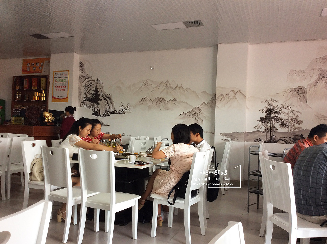 国画山水壁画中式餐饮墙绘欣赏