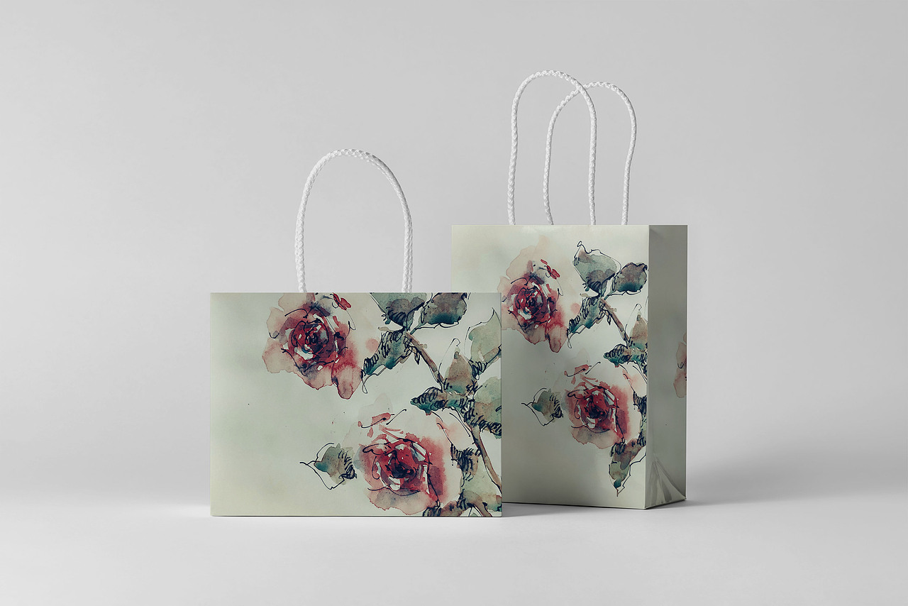 【作品合集】将自己的水彩画做成了礼品包装袋的样子