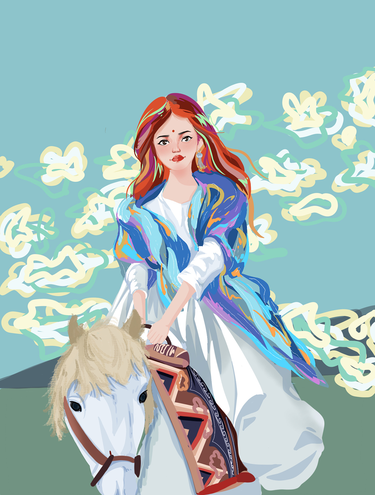 骑马少女|插画|创作习作|威尔威尔 - 原创作品 - 站酷 (zcool)