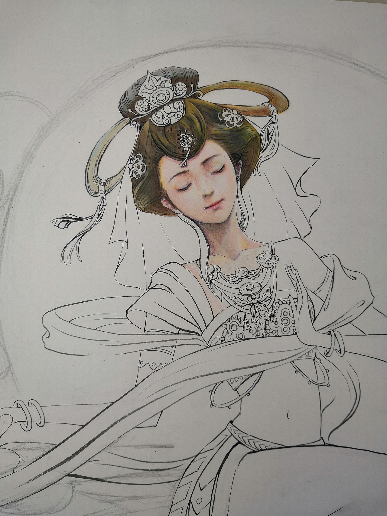 嫦娥  马克笔 彩铅