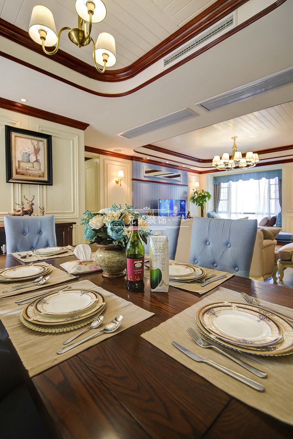 保利港湾国际全套装修设计|保利港湾国际美式装修案例