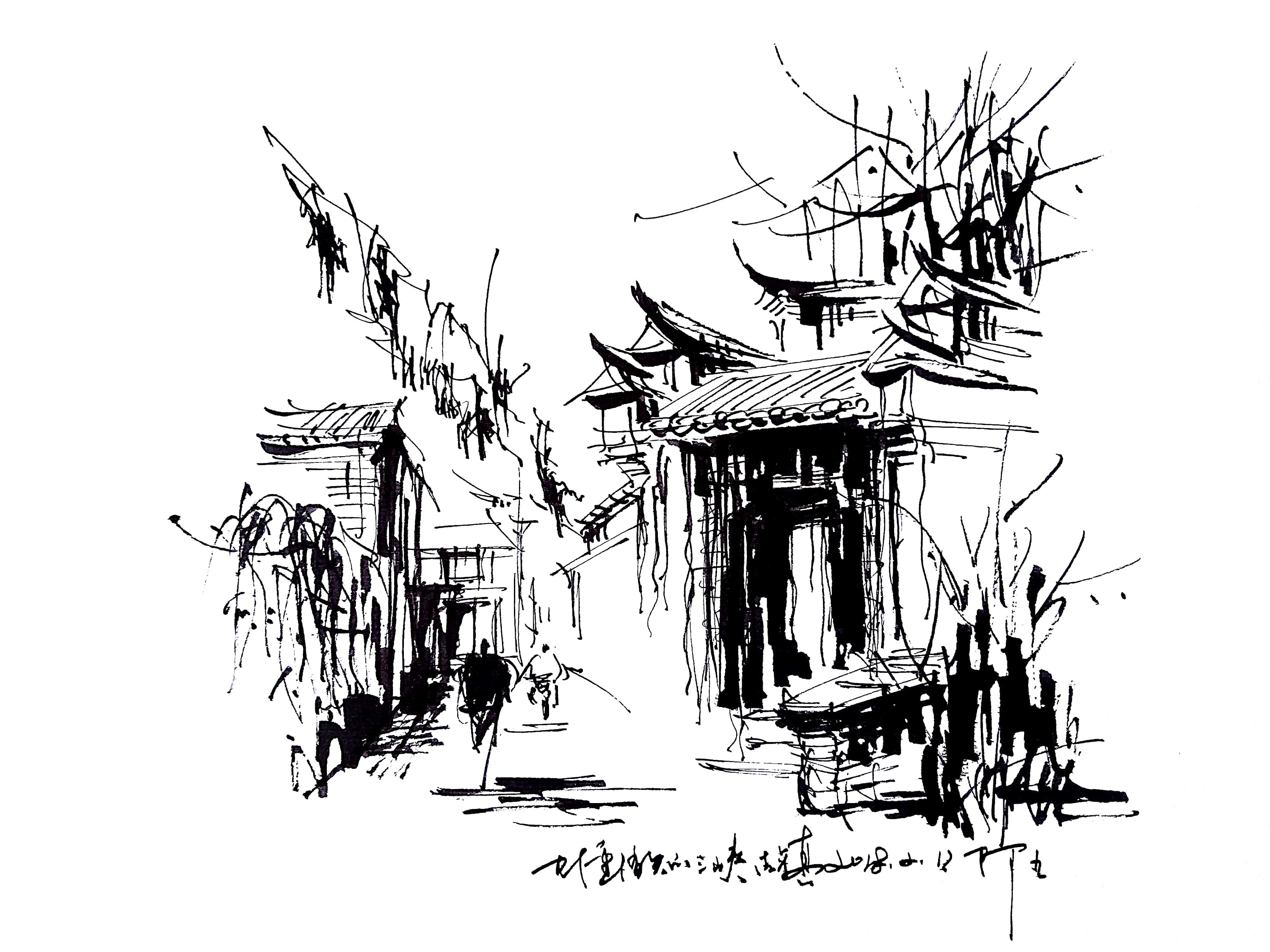 阿王速写建筑风景手绘