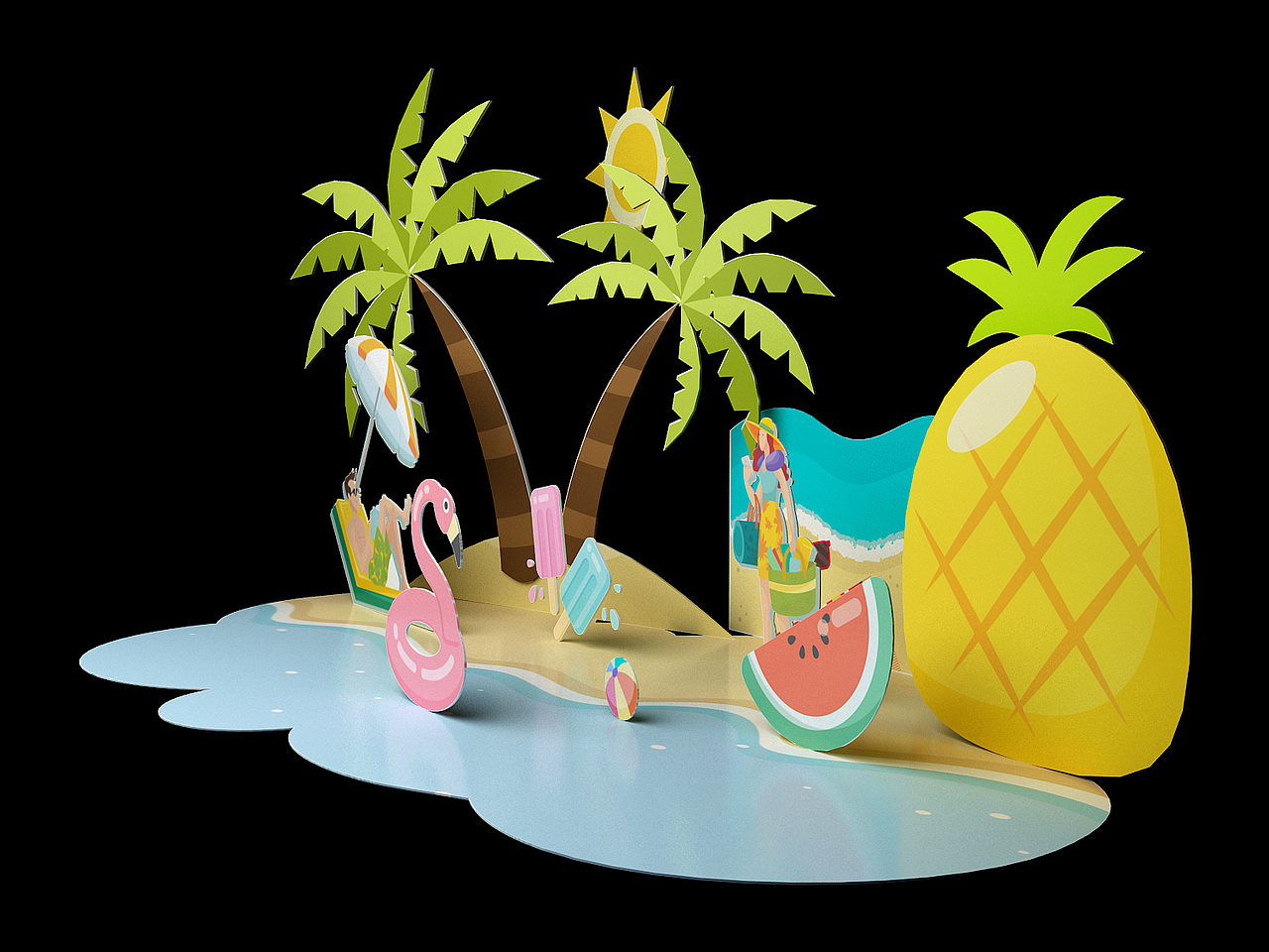 商场夏季海滩美陈