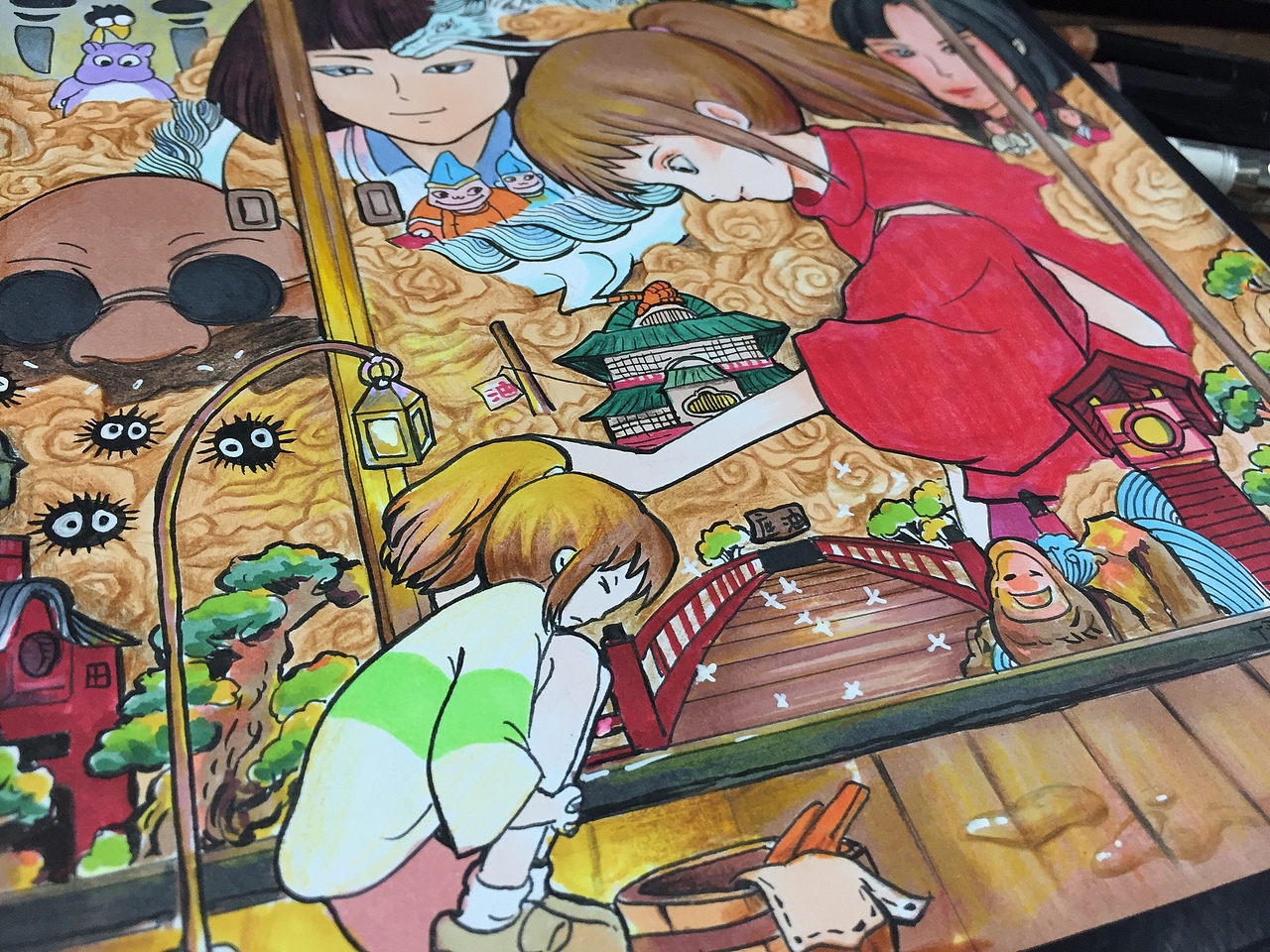 画笔下的千与千寻,马克笔 彩铅超强还原海报手绘过程