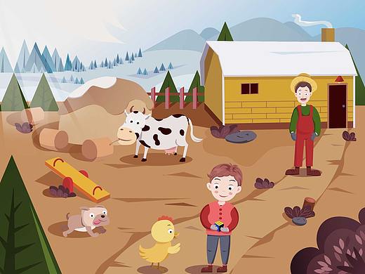 冬日农场（个人主页-ZNDQ4NDEyNDQ=） - 儿童插画 - 站酷设计师毛莫子MAOMORE原创素材 - 站酷ZCOOL