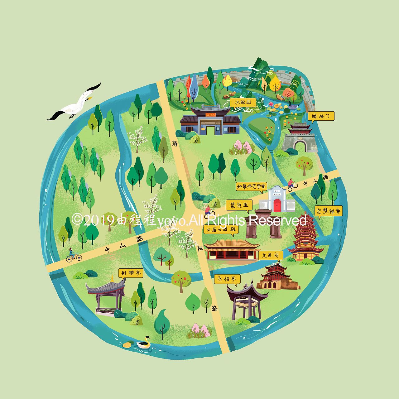 如皋手绘地图（图ZMTg4MDIyNTAw） - 商业插画 - 站酷设计师由程程yoyo原创素材 - 站酷ZCOOL