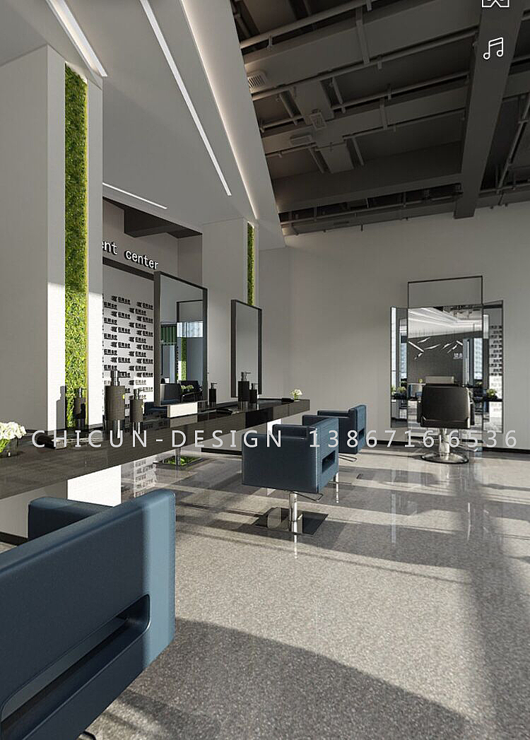 尺寸设计|桐庐狂剪理发店时尚空间设计 发廊设计效果图