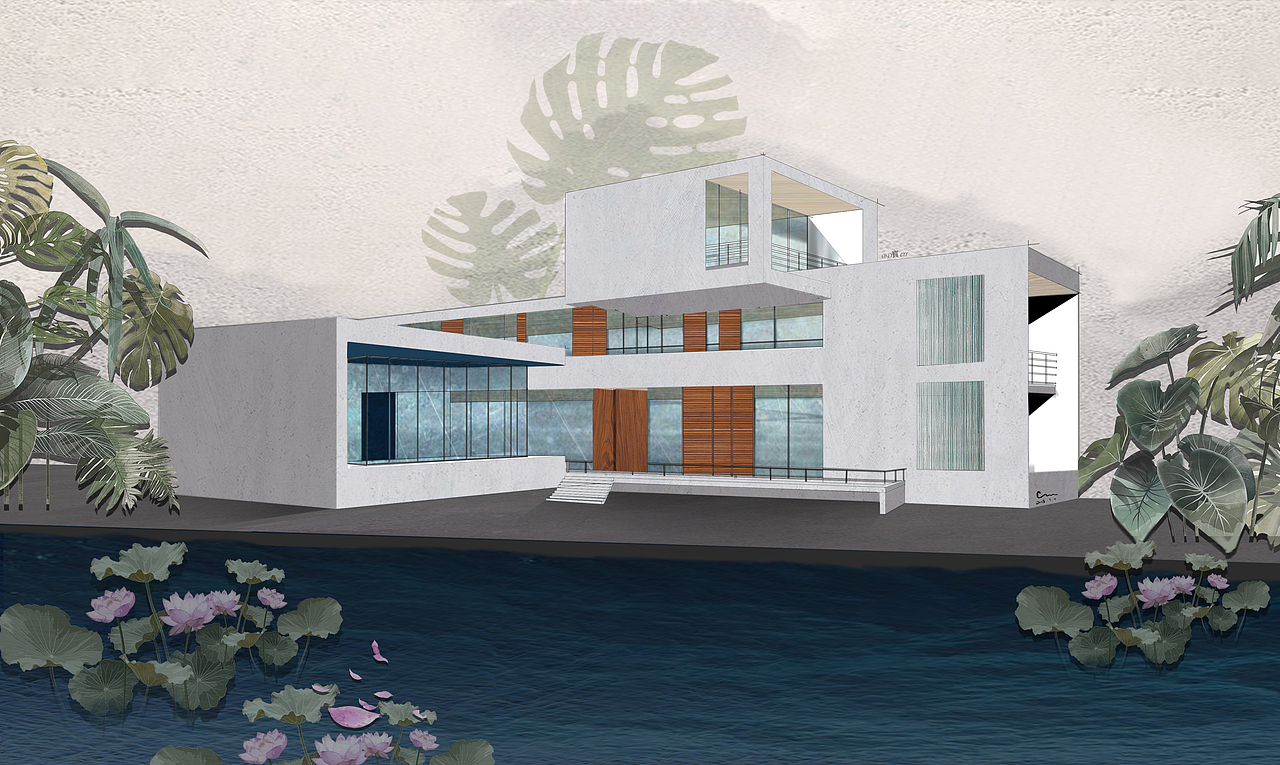 插画风格建筑效果图