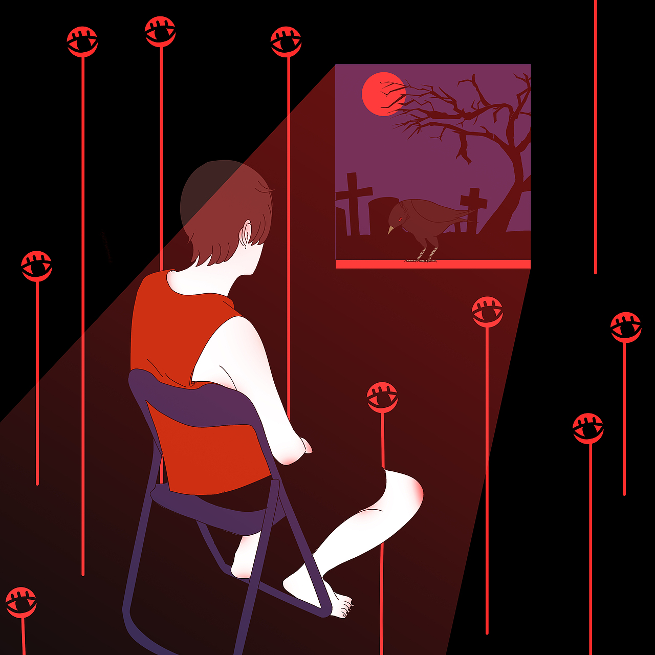 余烬（个人插画习作、黑暗、）（图ZMjg2MTI3ODQ0） - 创作习作 - 站酷设计师提不起劲miu原创素材 - 站酷ZCOOL