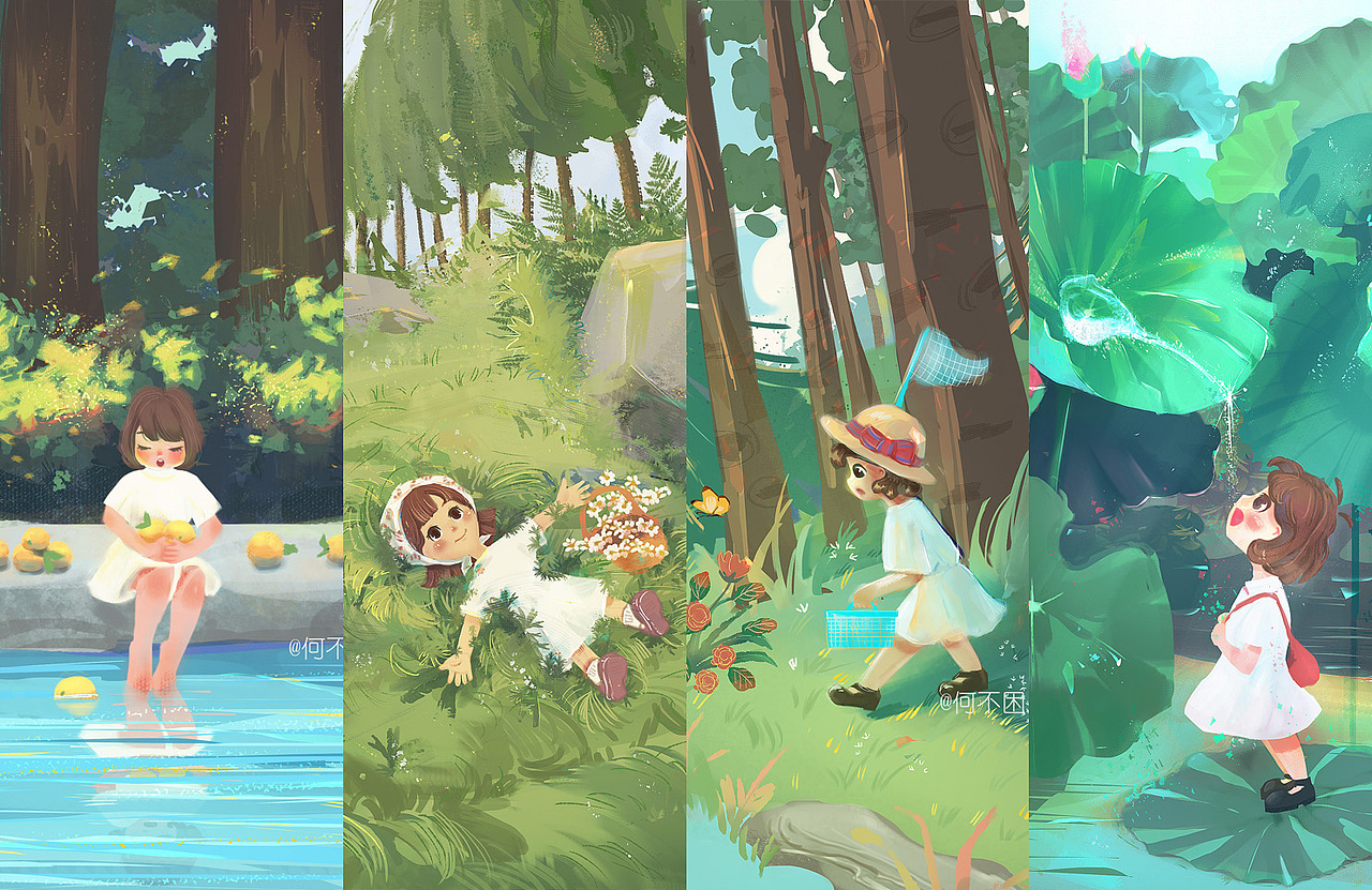 系列插图-夏天记忆（图ZMjY2OTczODky） - 创作习作 - 站酷设计师何不困原创素材 - 站酷ZCOOL
