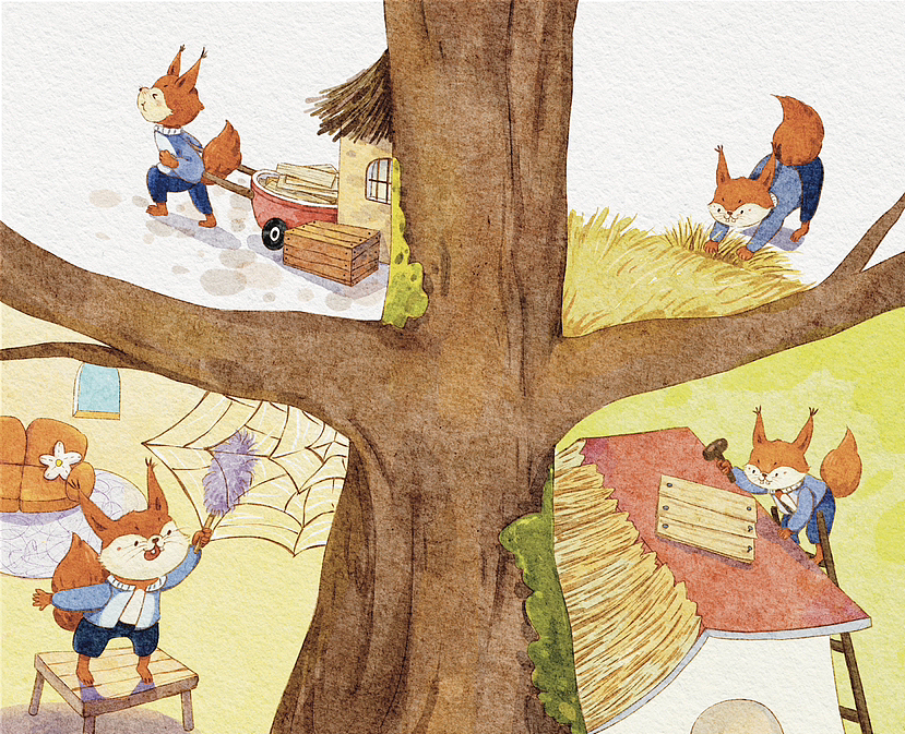 《松鼠与黄鹂》（图ZMzM4NjY2MDQ4） - 绘本 - 站酷设计师Cetus鱼鱼原创素材 - 站酷ZCOOL