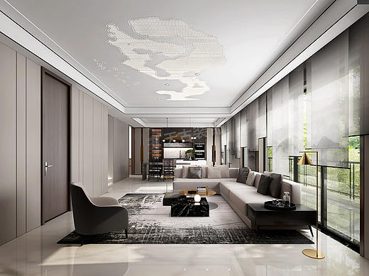 北大资源博雅澜庭序叠拼别墅装修|新中式风格设计效果