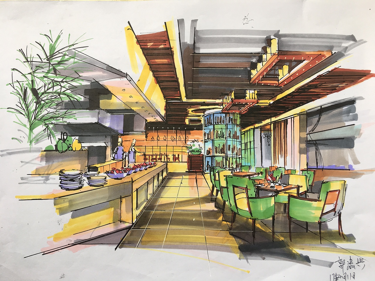 学生作品-马克笔室内效果图表现（图ZODQ0NTQzMTI=） - 家装设计 - 站酷设计师PURZ原创素材 - 站酷ZCOOL