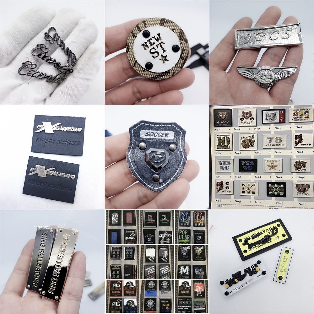 金属唛头标连体LOGO软皮标签商标定做织标定制服饰领标