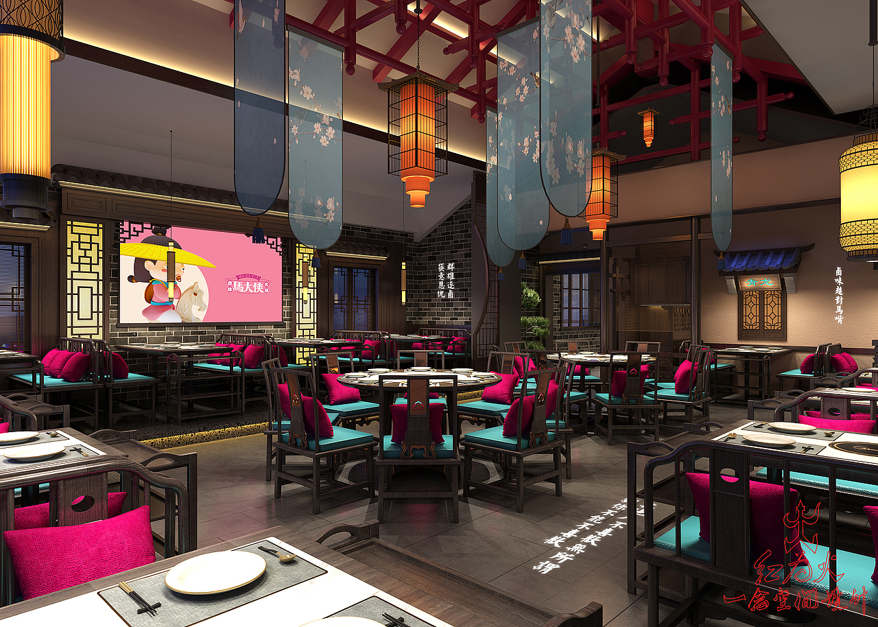 火锅店装修设计效果图-室内环境