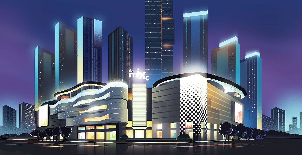 流动的建筑色彩-华润品牌城市插画