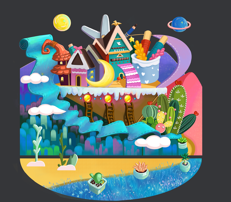 大卫爸爸美陈插画