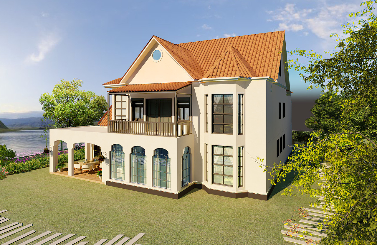 美式风格别墅|三维|场景|郭大侠吖 - 原创作品 - 站酷 (zcool)