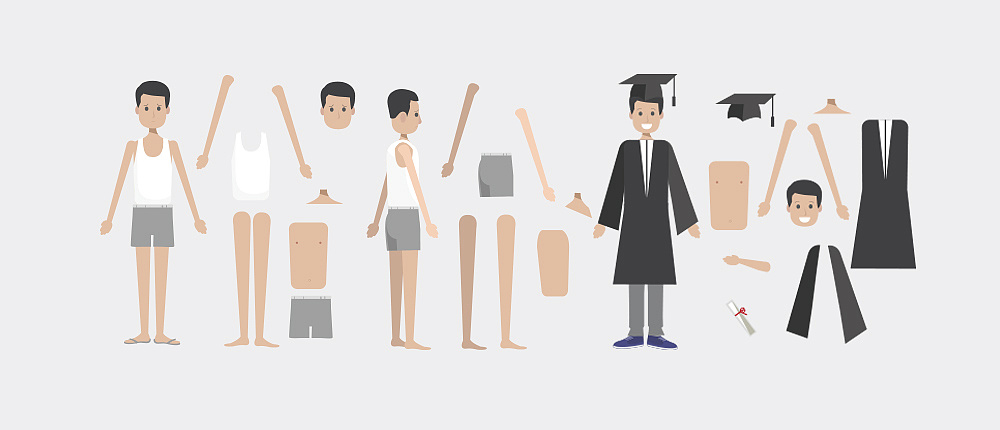 收藏 ——人物我就叫小明,下面是小明在动画中的几种造型机人物拆分