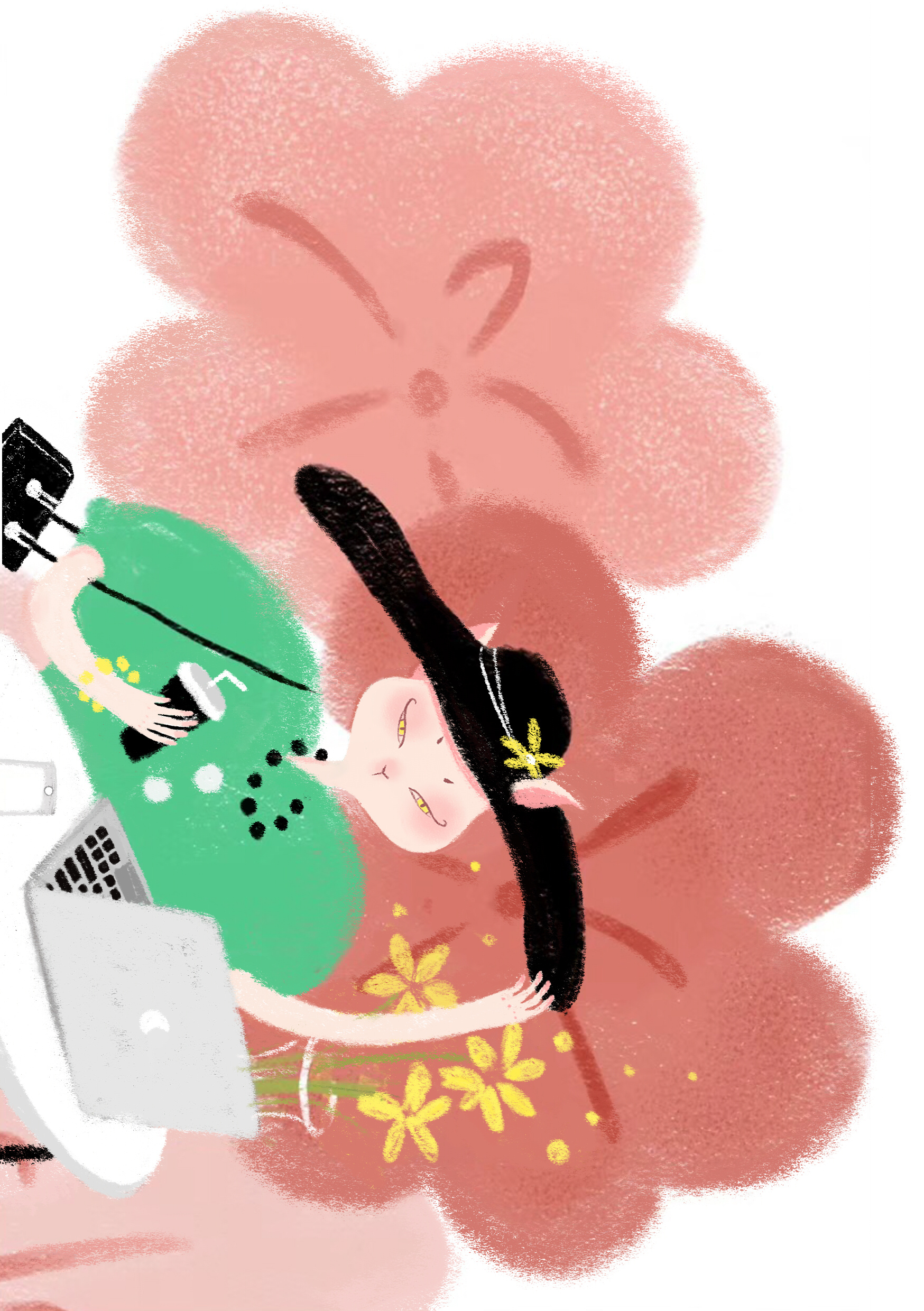 喵小卉ip形象日历插画