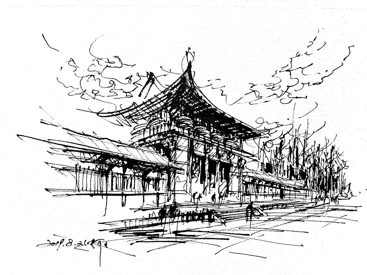 阿王速写建筑风景手绘