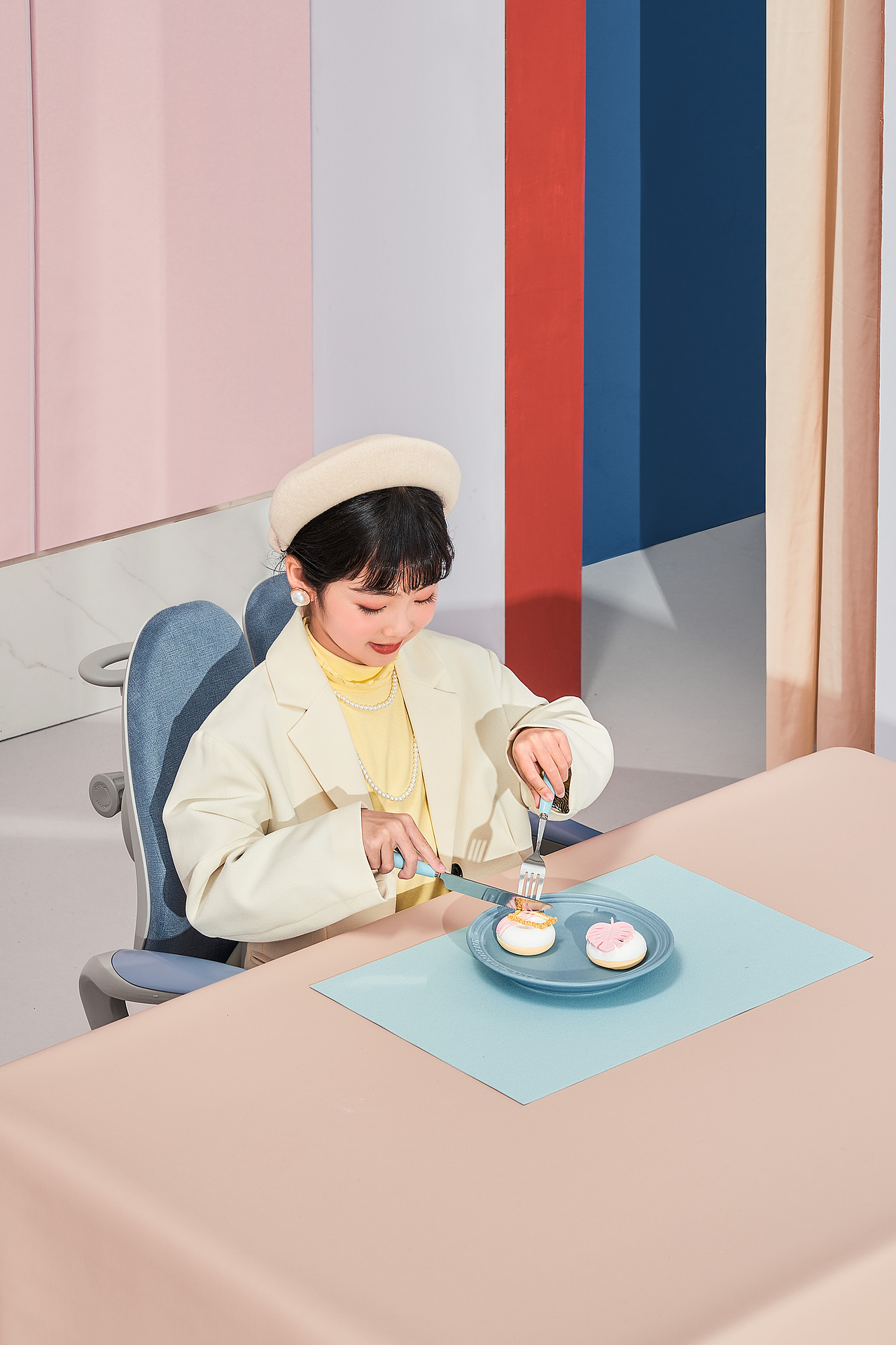 igrow爱果乐贝壳椅60麂皮绒学习椅70产品摄影