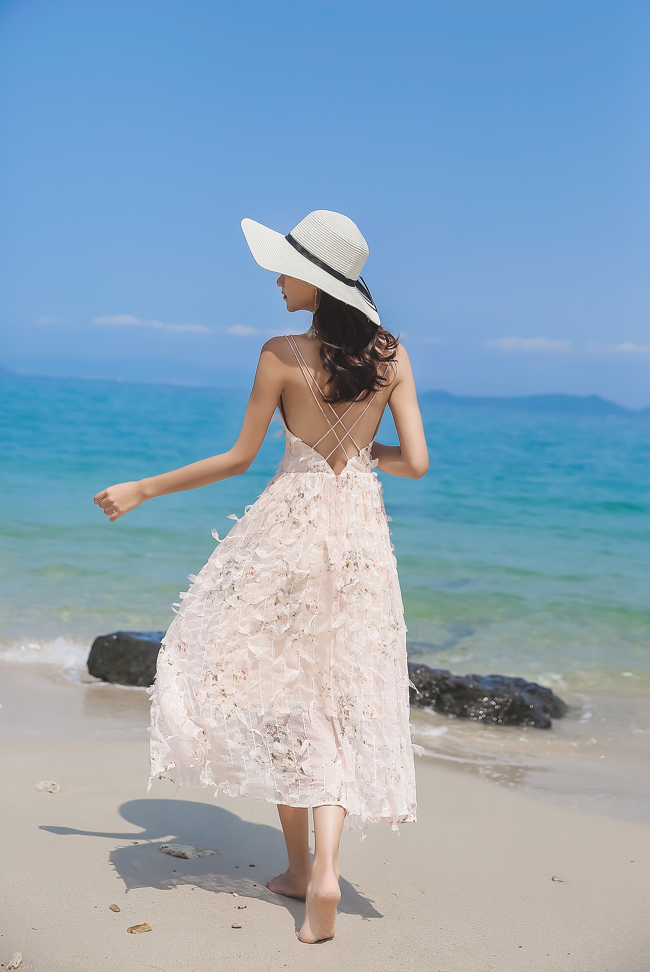模特宝儿 海景拍摄度假风拍摄连衣裙拍摄 模特拍摄