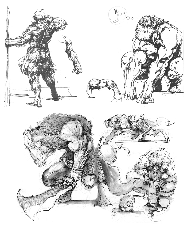 春哥怪兽手绘草图及角色概念设定之除草（二）