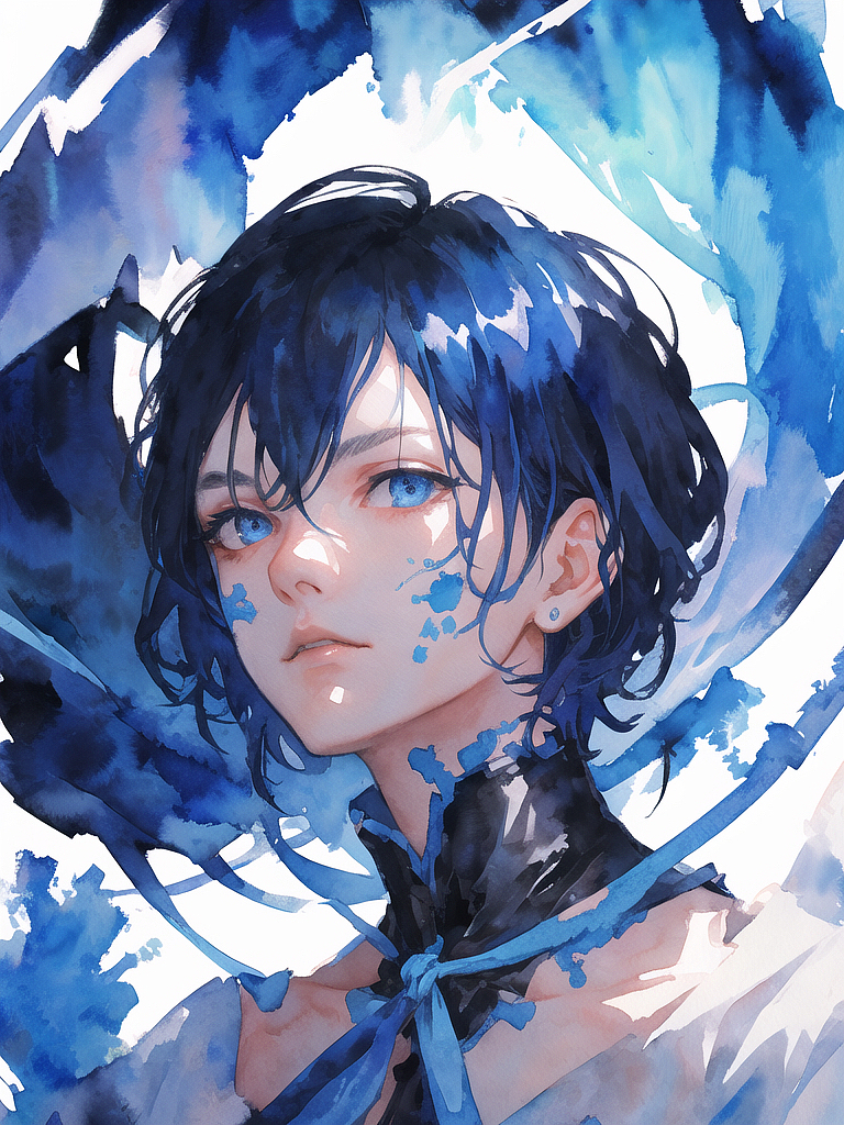 AI人像馆|蓝发少年