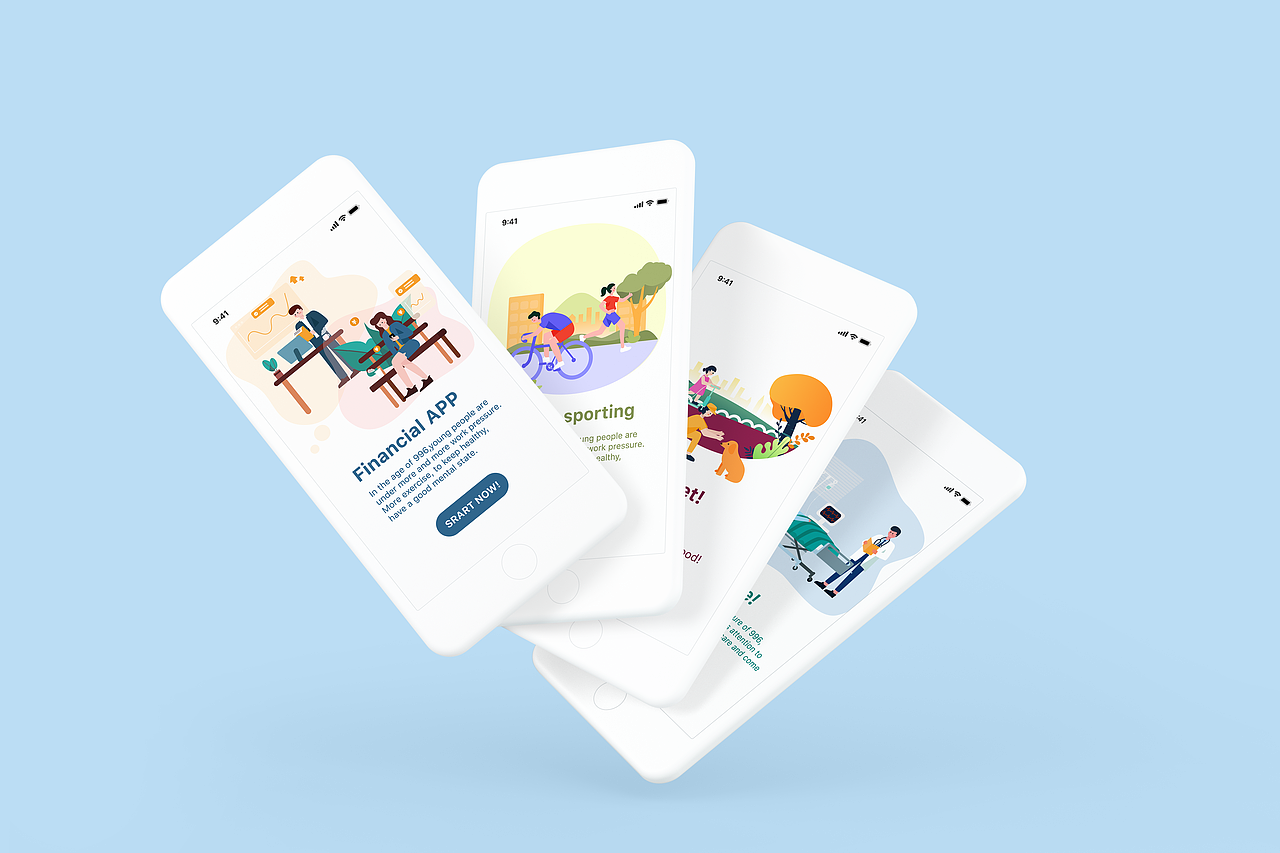 互联网风格扁平风场景插画创作过程